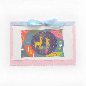 etno kartka świąteczna, jelonki kartka na Boże Narodzenie, rustykalna kartka na Nowy Rok, świąteczna kartka bez życzeń, Boże Narodzenie kartka