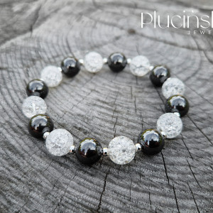 Elegancka bransoletka z Hematytem I kruszonym Kryształem górskim