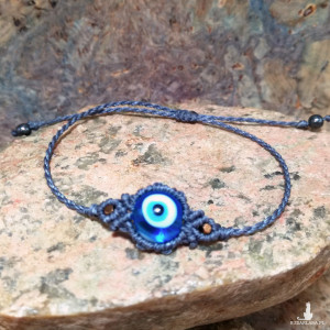 OKO PROROKA bransoletka regulowana pleciona makramowa z hematytem mikro makrama