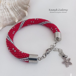 Czerwono-srebrna bransoletka