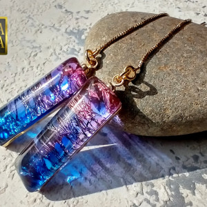 Promyk we wrzosach - kolczyki z żywicy