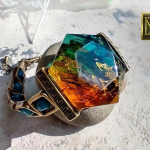 Złoto jesieni - bransoletka z żywicy i szkła