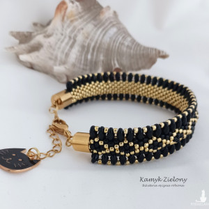 Bransoletka "gąsieniczka" z kotkiem - wykończenia ze stali szlachetnej