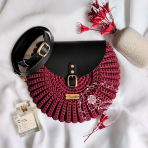 Torebka Oreo XL ręcznie szydełkowana skóra naturalna