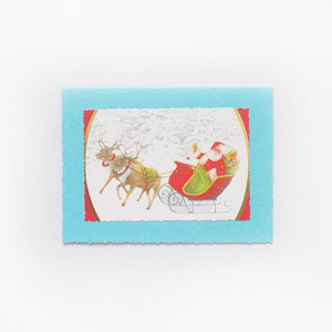 niebieska kartka świąteczna, Boże Narodzenie kartka z Mikołajem, kartka na Mikołajki, mikołajowa kartka, świąteczne kartki dla firm, ładne kartki bożonarodzeniowe, kartki na Nowy Rok