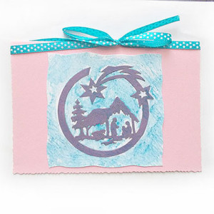 różowa kartka na Boże Narodzenie, stajenka kartka, świąteczna kartka ze stajenką, ładne kartki na Święta, świąteczne kartki dla firm, Boże Narodzenie kartki, kartki na Nowy Rok