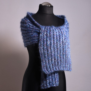 SOCZYSTY szal damski#szal wełniany# zrobiony ręcznie#zrobiony na drutach