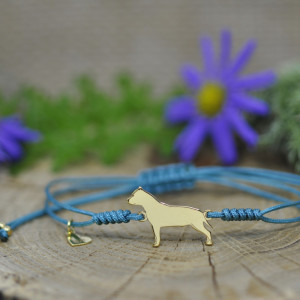 American Staffordshire Terrier / Amstaff - bransoletka z psem, srebro 925 pozłacane