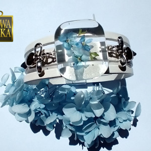 Finezja II - bransoleta z żywicy i rzemieni