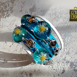 Pąkle - bransoleta z żywicy i rzemieni