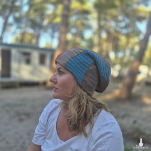 Czapka patchworkowa ciepła na podszewce