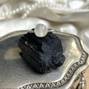 pierścionek regulowany z selenitem STAL CHIRURGICZNA