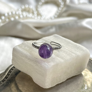 pierścionek AMETYST stal chirurgiczna