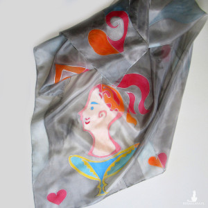 Dama Kier, duża jedwabna chusta malowana