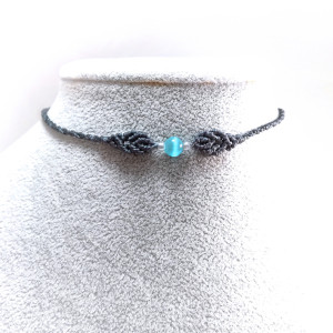 SUPER PEŁNIA uleksyt w makramie naszyjnik - chker pleciony Delfina Dolls