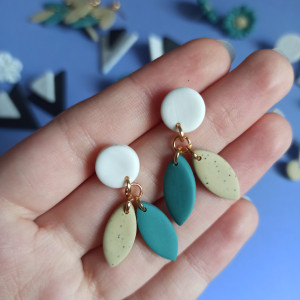 Kolczyki sztyfty podwójne listki