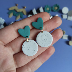 Kolczyki sztyfty serduszka z kółkami