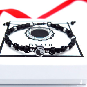 Czarna Bransoletka Sznurkowa Yin i Yang