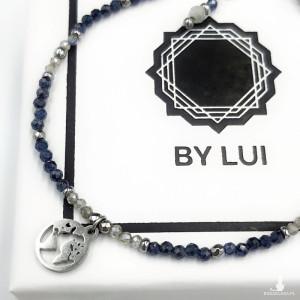 Szafirowa Bransoletka z Zawieszką Globem Ziemskim SILVER TRAVELER