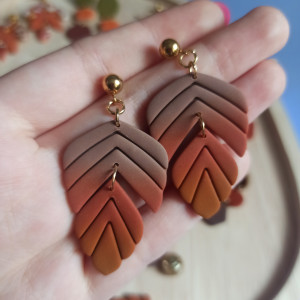 Kolczyki sztyfty kulki jesienne liście ombre