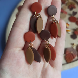 Kolczyki sztyfty podwójne jesienne listki