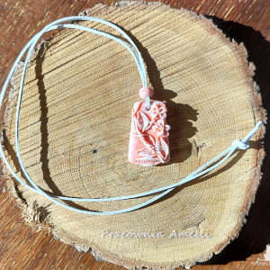 polymer clay wisior kwiaty orange