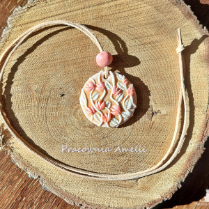 polymer clay wisior tulipany orange