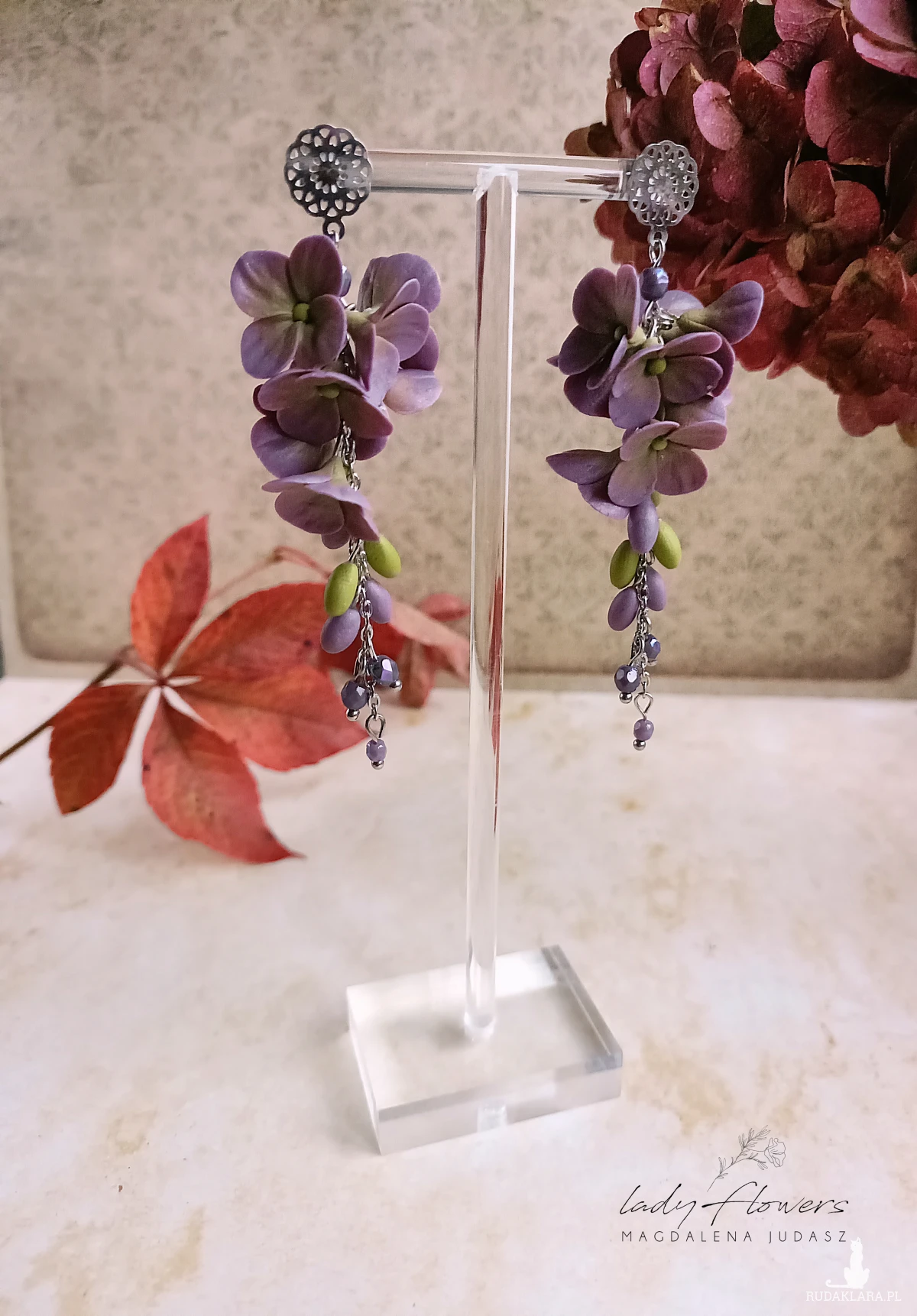 Kolczyki z hortensjami