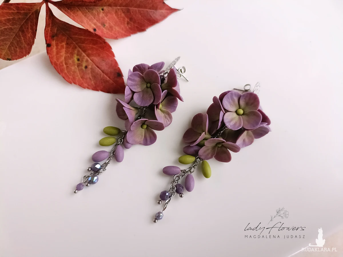 Kolczyki z hortensjami
