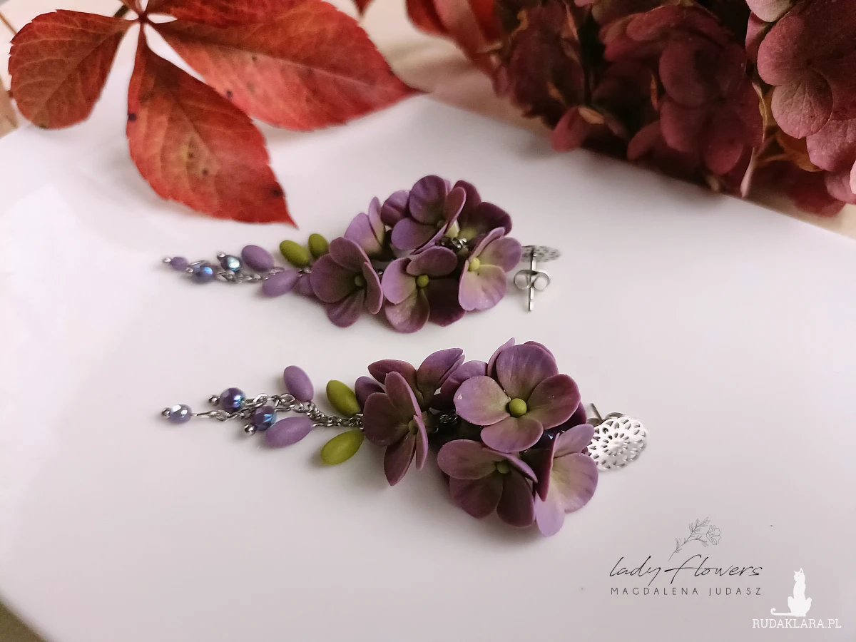 Kolczyki z hortensjami