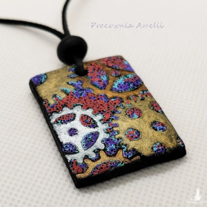 polymer clay wisior męski koła zębate