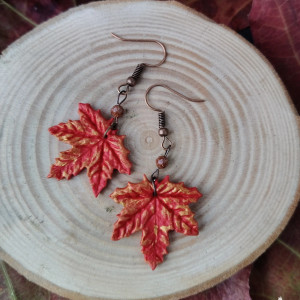 Kolczyki czerwone listki klonu