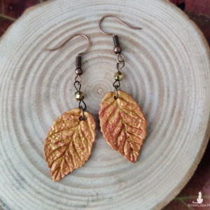 Kolczyki złote jesienne liście