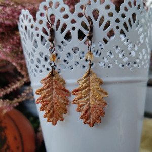 Kolczyki jesienne listki dębu