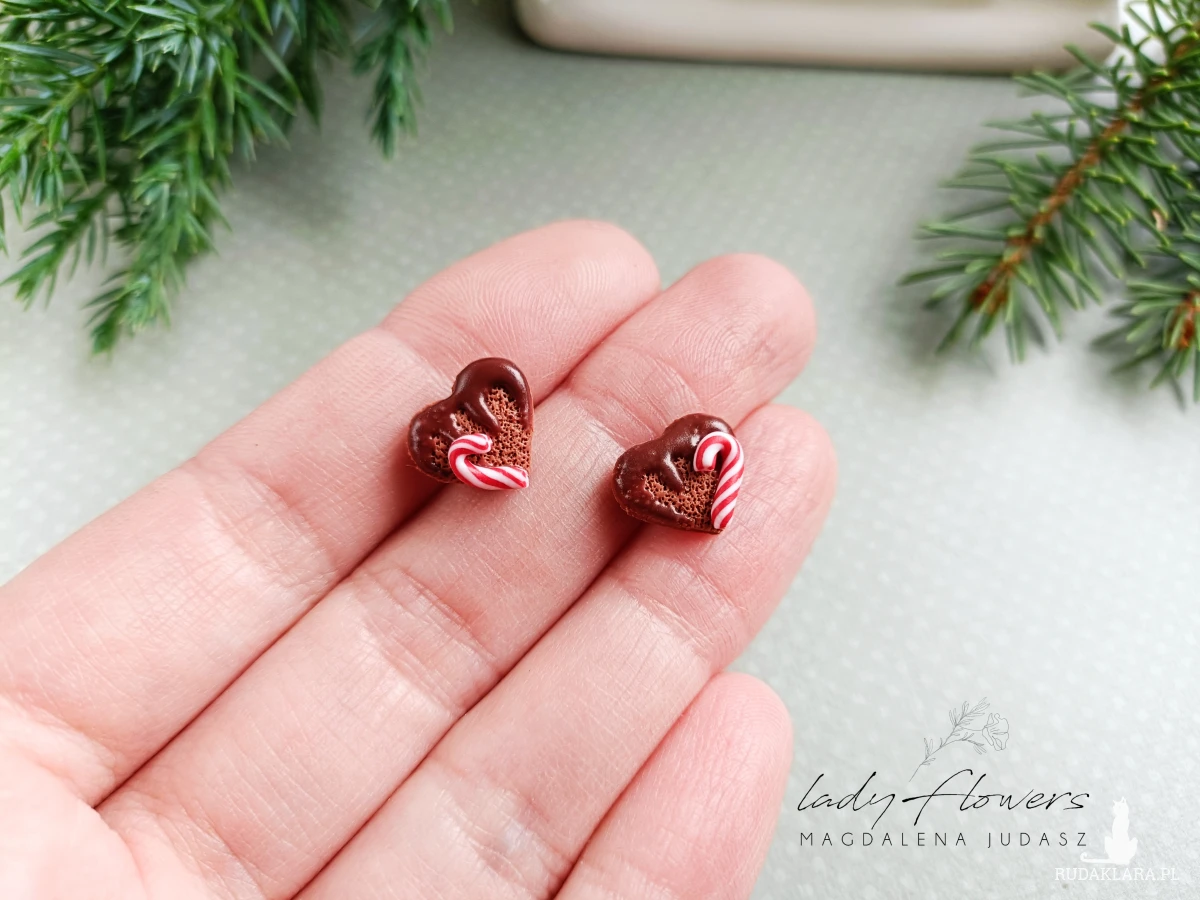 Kolczyki serduszka z cukrowymi laskami