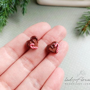Kolczyki serduszka z cukrowymi laskami