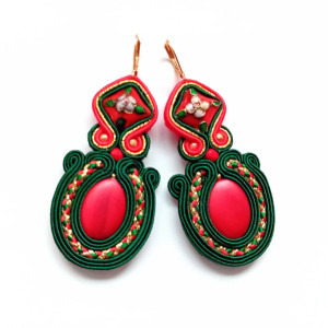 kolczyki sutasz Red Cloisonne