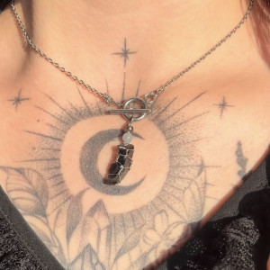 naszyjnik obsydian + ametyst + akwamaryn