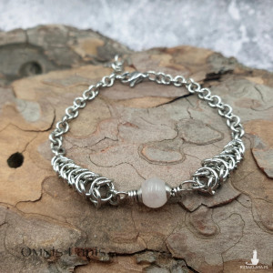 Bransoletka chainmaille - lawendowy kwarc