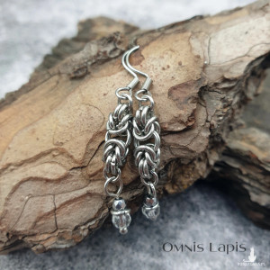 Kolczyki chainmaille - kryształ górski