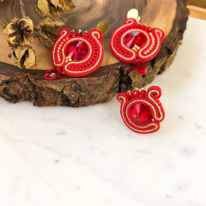 Kolczyki i pierścionek Marianne – komplet biżuterii sutasz