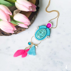 Wisior sutasz Naturals boho z azurytem – turkusowy