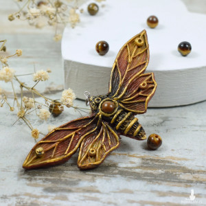 Duży wisiorek motyl - tygrysie oko