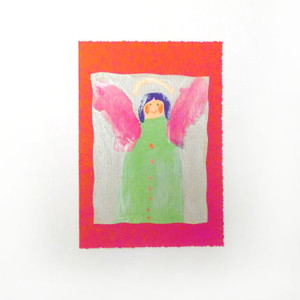 aniołek kartka świąteczna, Boże Narodzenie kartki ręcznie malowane, świąteczne kartki rysowane ręcznie, kartki dla firm, kolorowa kartka z aniołkiem