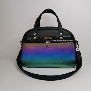 Torebka damska kuferek  torebka na ramię  kolor czarno tęczowy