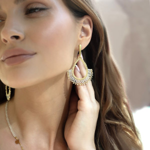 Ażurowe Kolczyki Białe Łezki Kamień Księżycowy MOONLIGHT ELEGANCE