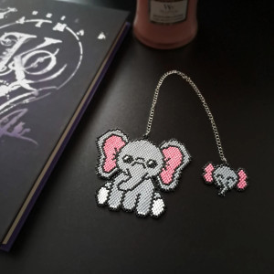 Zakładka do Książki z Motywem Słonia - Zakładka z Koralików