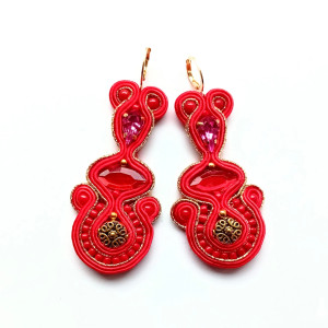 kolczyki sutasz Red&Pink
