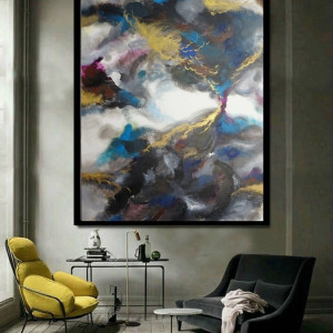 duży obraz olejny kolorowy olej na płótnie abstrakcja