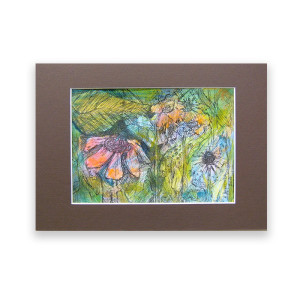 łąka obraz malowany ręcznie, kolorowy rysunek z kwiatami, kwiaty rysunek A4, mała akwarela do salonu, prezent do domu, akwarela z kwiatkami, mały obrazek na ścianę, mały rysunek do sypialni,